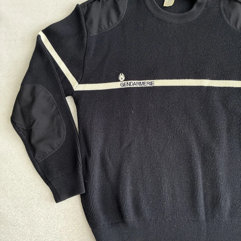 Vintage French Gendarmerie Wool Commando Sweater Made in France Military Police